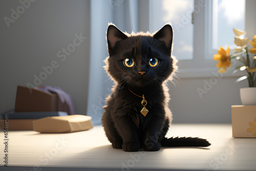 Cute black cat high quality