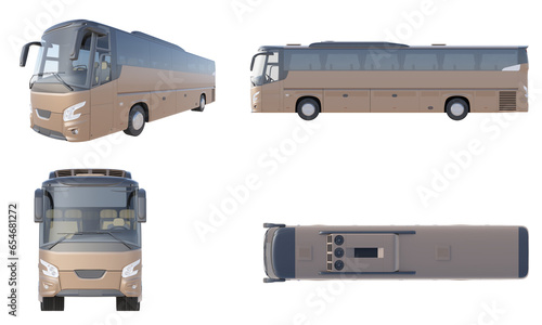 Set of realistic bus isolated on transparency background