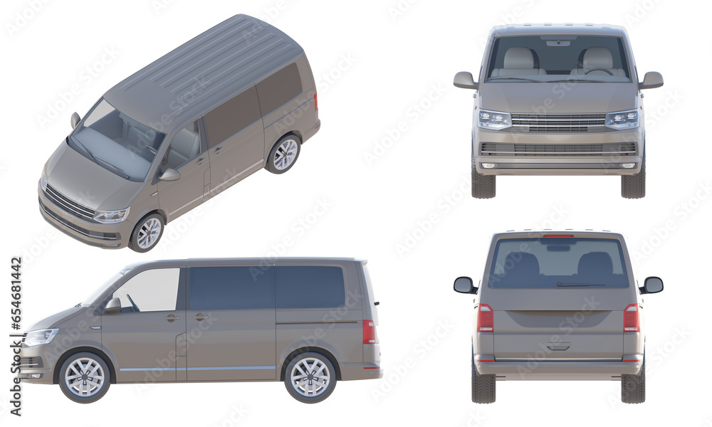 Fototapeta premium Set of realistic minivan isolated on transparency background