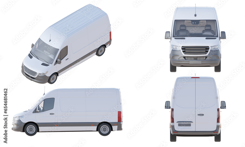 Set of realistic van isolated on transparency background