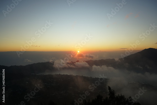 sunrise on mount batur indonesia volcano, vulcanic sunrise