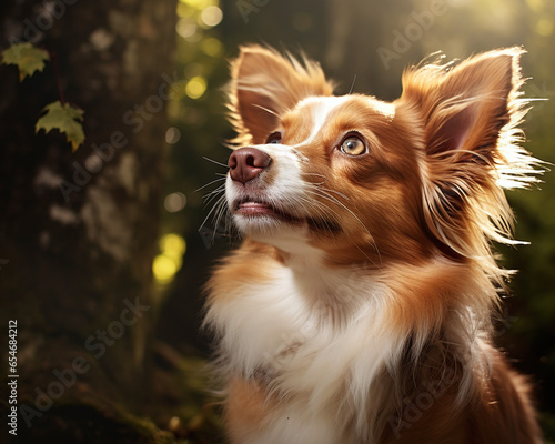 Closeup dog portrait on a simple and abstract background