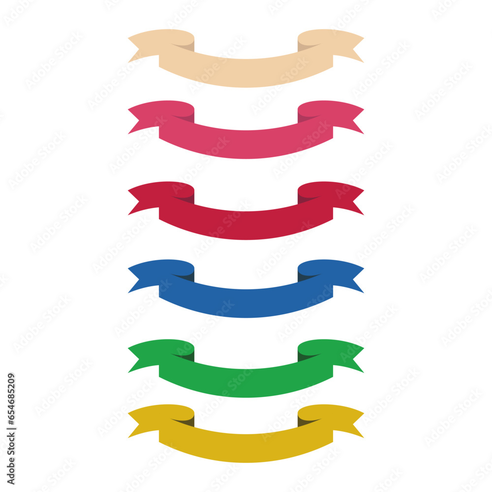 set of colored ribbons on a white background. Vector illustration.