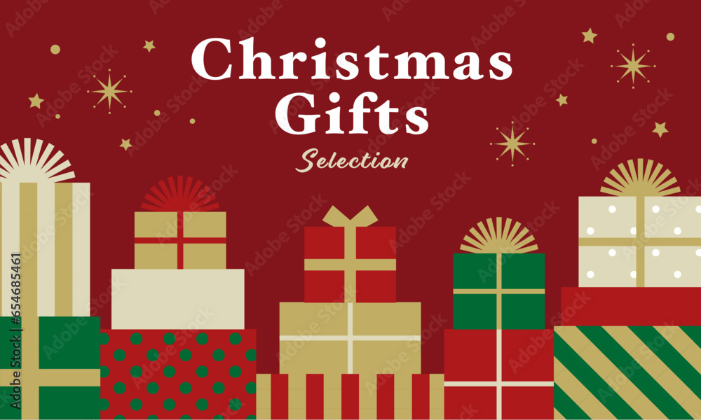 Fototapeta premium クリスマスギフトの背景イラスト素材 ベクター プレゼントボックス 箱 
