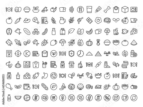 Nutrition line icons set. Vector line icons.
