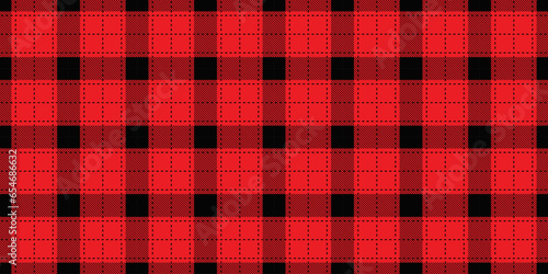 Buffalo plaid pattern in red and black. Seamless background