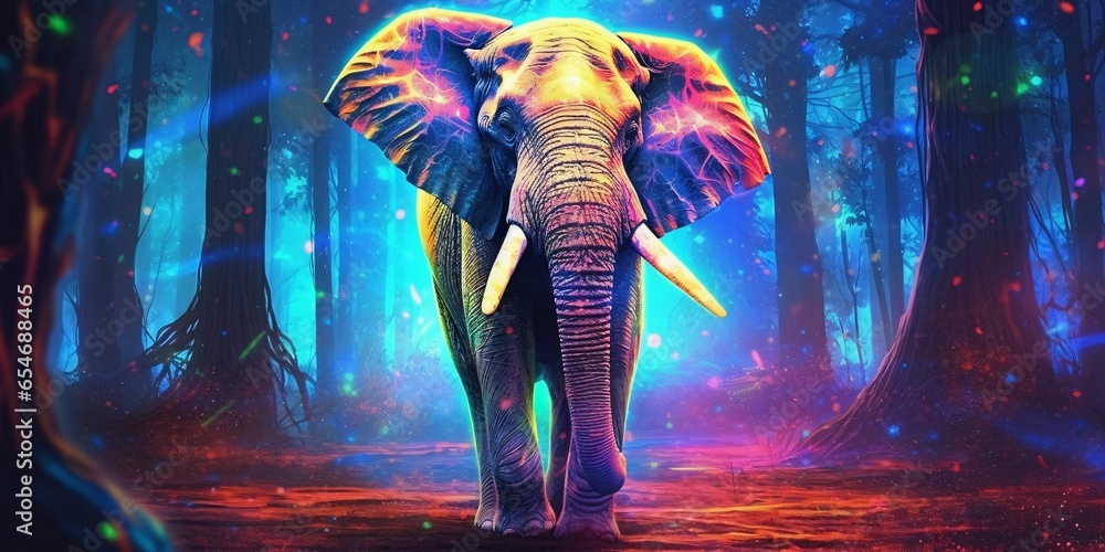 Colorful Elephant Illustration with Glow Effect Colorful Elephant Illustration with Glow Effect