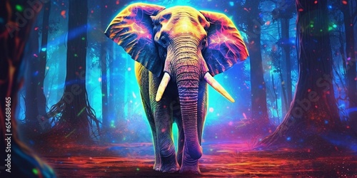 Colorful Elephant Illustration with Glow Effect