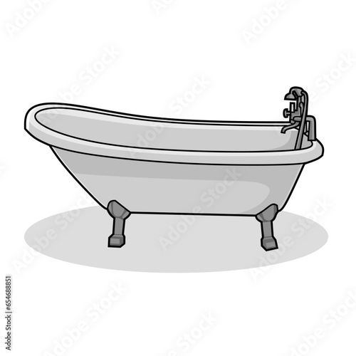 Vector illustration of bathtub lineart isolated on white background, signs and symbol