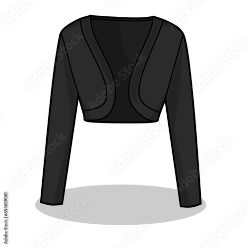 Vector illustration of black bolero lineart isolated on white background, signs and symbol