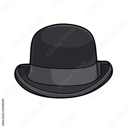 Vector illustration of bowler hat cap lineart isolated on white background, signs and symbol