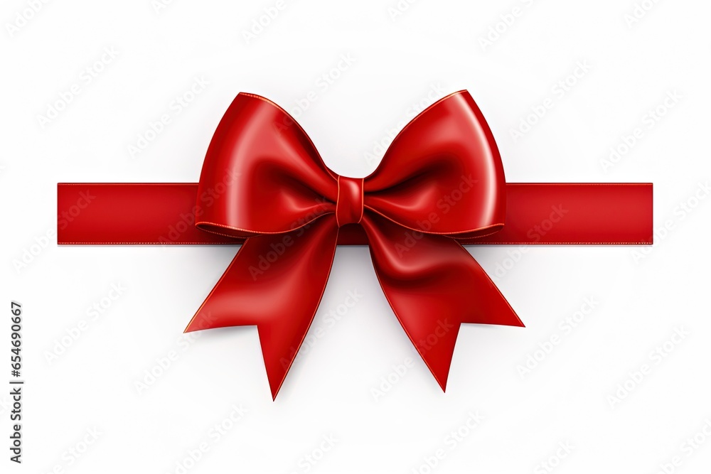 Red ribbon with bow isolated on white background Red ribbon with bow isolated on white background