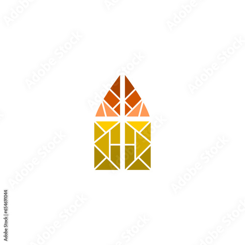 Church stain glass window icon isolated on white background