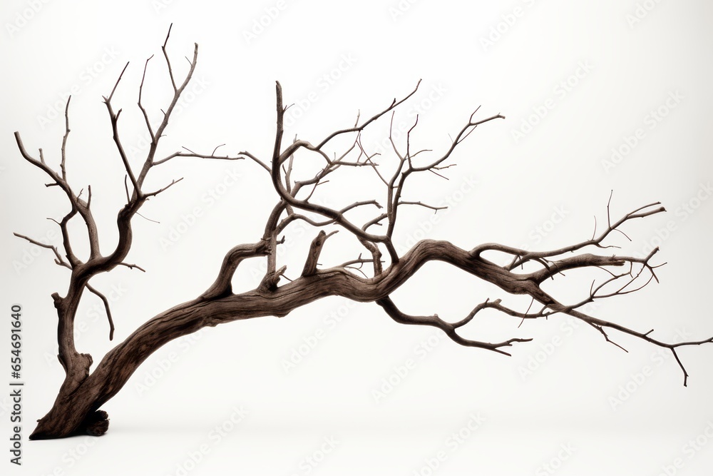 an old, dry tree with only twigs remaining and a white background generative ai an old, dry tree with only twigs remaining and a white background generative ai