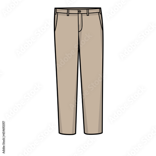 Vector illustration of long chino pants lineart isolated on white background, signs and symbol