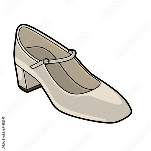 Vector illustration of mary jane woman shoes shoes lineart isolated on white background, signs and symbol