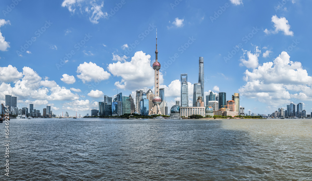 Shanghai city skyline and river scenery