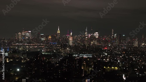 Wallpaper Mural Drone shot of New York City at night Torontodigital.ca
