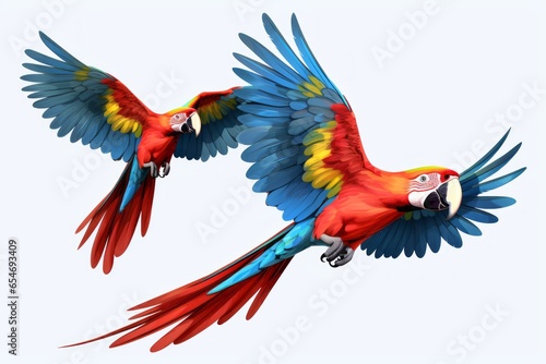 parrots or parrots with a beautiful combination of colors on a black background generative ai