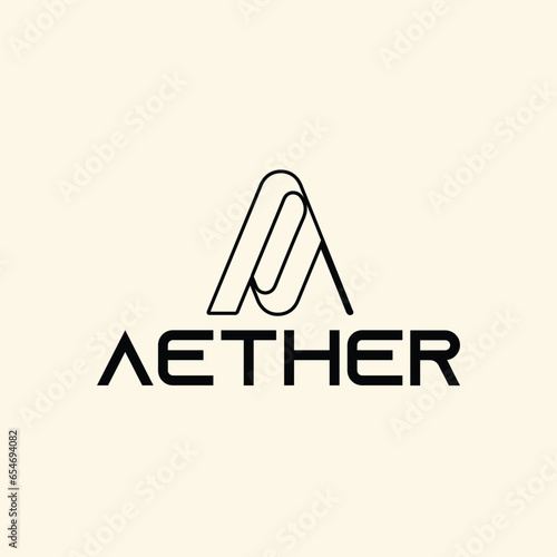 aether elegant combinational mark logo concept, incredibly luxury and classy style, editable template for a high-end brand personality