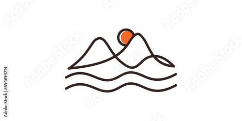 Simple sea beauty design, Sea and waves vector Graphic Illustration. line art simple modern beach logo design.