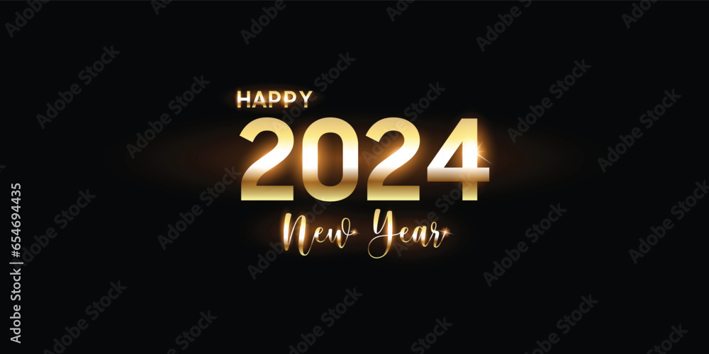 Happy new year 2024 design. number illustrations. Premium vector design for poster, banner, greeting and new year 2024 celebration.