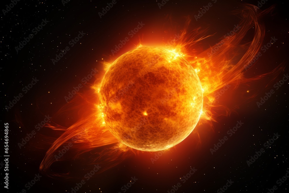 Obraz premium planet sun in outer space generative ai
