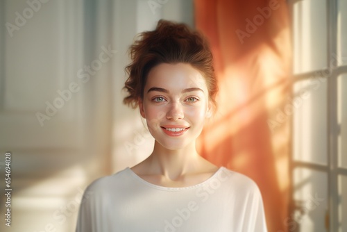 Portrait of beautiful woman looking at camera with smile. Free Download Portrait of beautiful woman looking at camera with smile. - GFXLoad