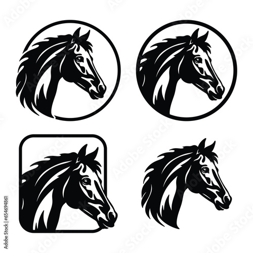 Set of Horse logo silhouette vector