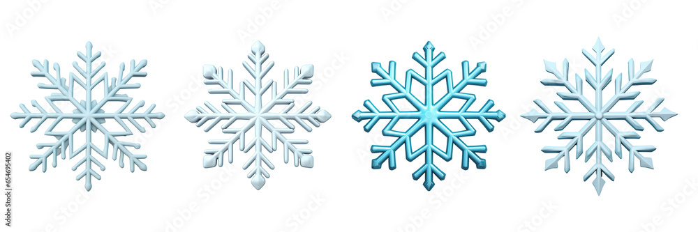 3d snowflake decoration isolated on a transparent background