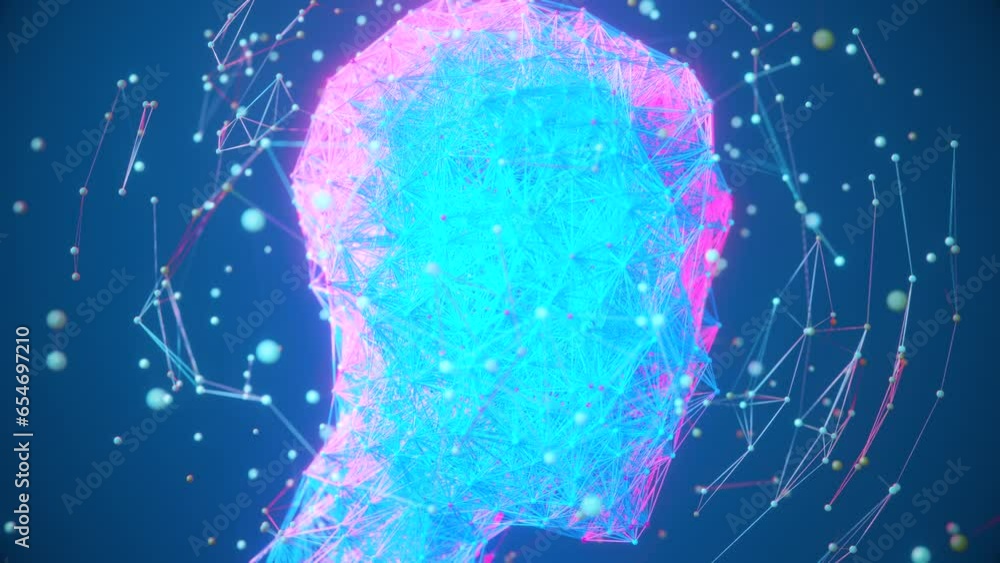 Human head form made of connections, AI and man symbiosis, concept of ...