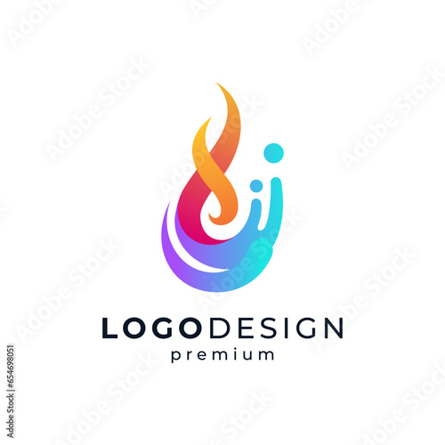 shiny and colorful water and fire for HVAC logo design