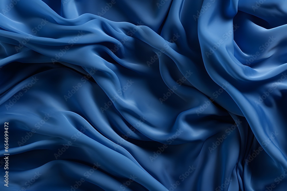 Blue background, crumpled fabric texture