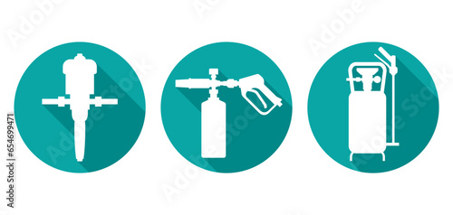 Car wash service equipment circle icons set