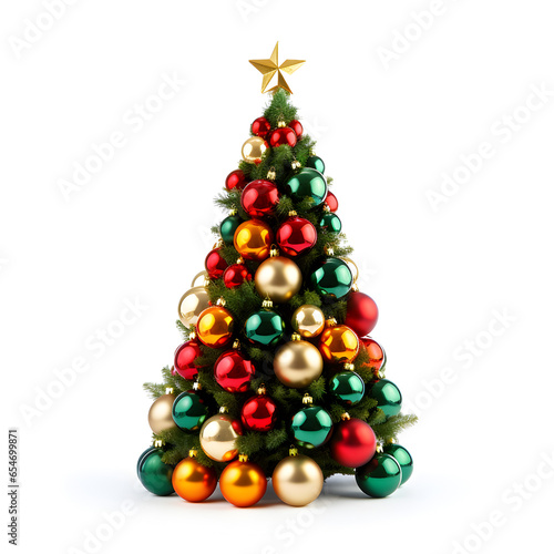 Christmas tree on a white background with large balls.