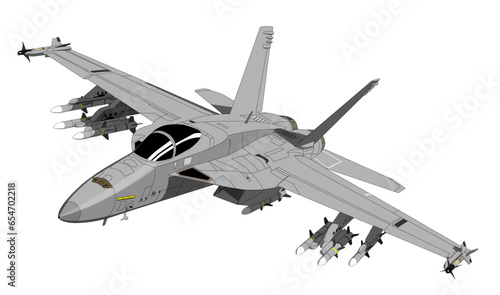 Boeing F/A-18E Super Hornet Editable Vector Illustration - For Posters and Patch Designs 