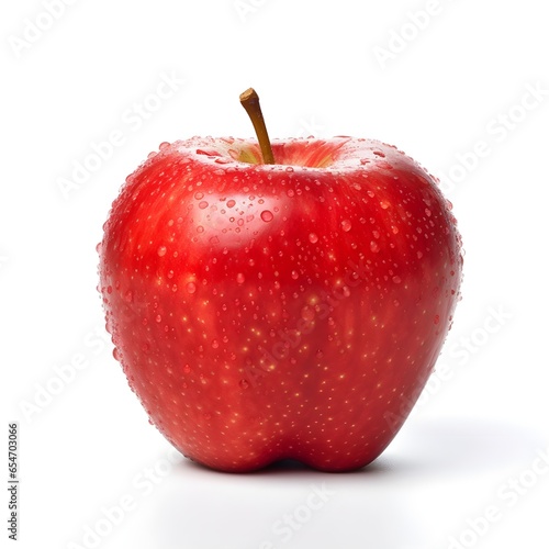 Red apple with water drops isolated on white background