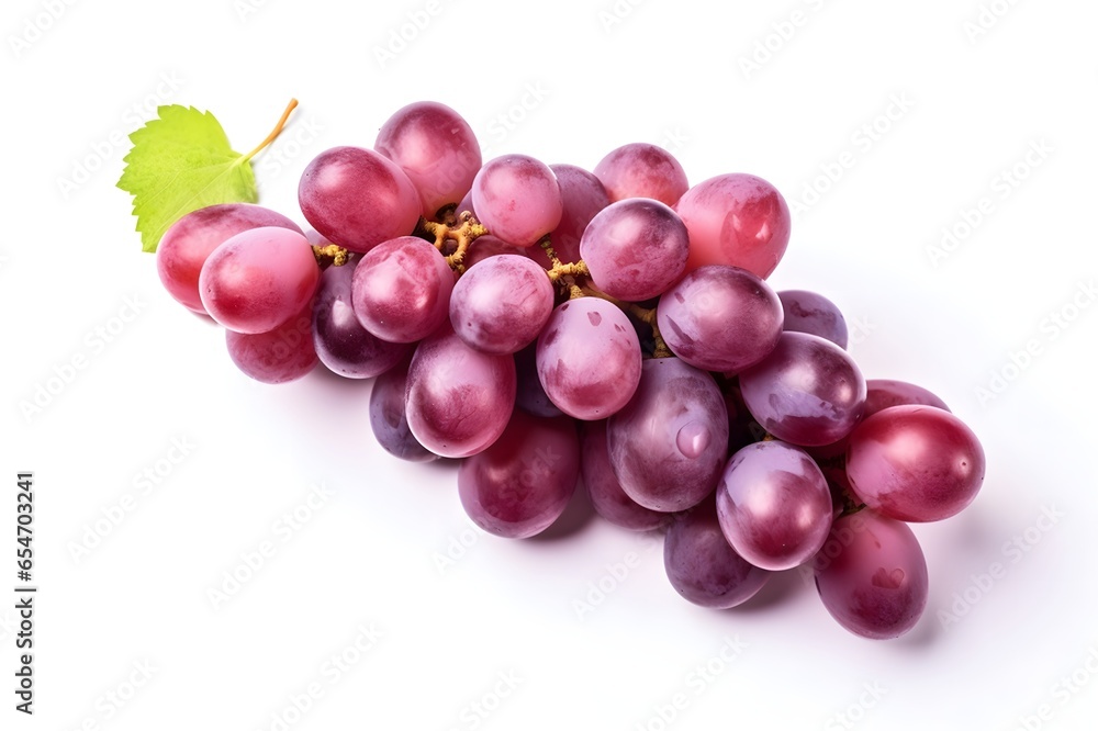 Red grape with leaf on white background Red grape with leaf on white background