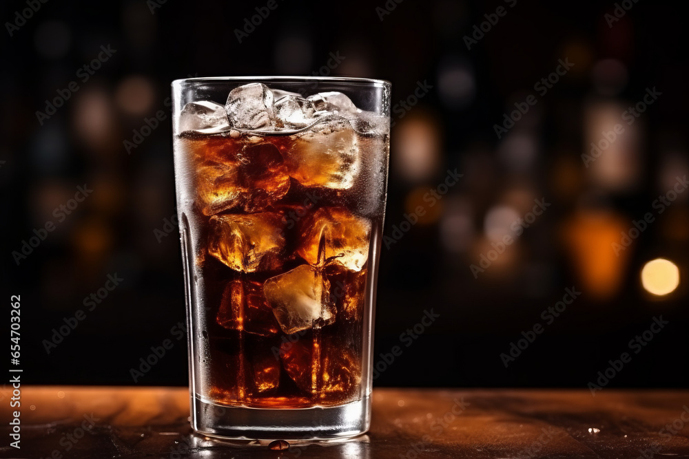 Refreshing Brown Soda with Ice on a background Refreshing Brown Soda with Ice on a background