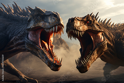 Dinosaurs fighting each other © earthly