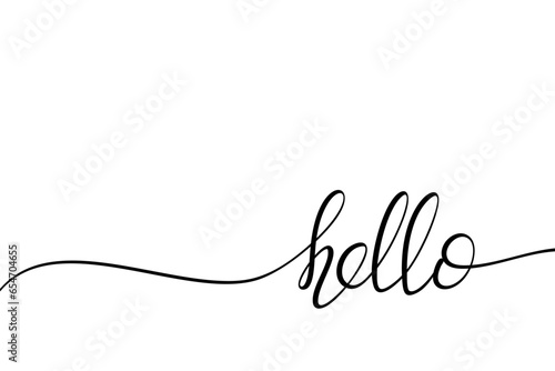 Vector handwriting word hello. Hand drawn one continuous line.