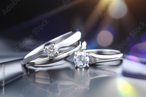 elegant and realistic wedding ring photography for couple generative ai photo