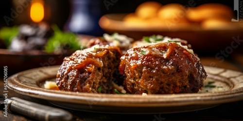 Delicious Meatballs with Sauce Served on a Plate