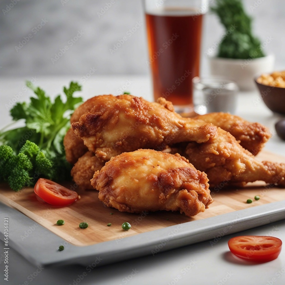 fried chicken leg on plate fried chicken leg on plate