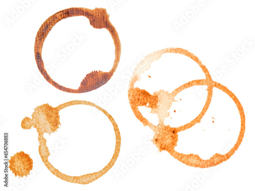 coffee cup stains on paper isolated