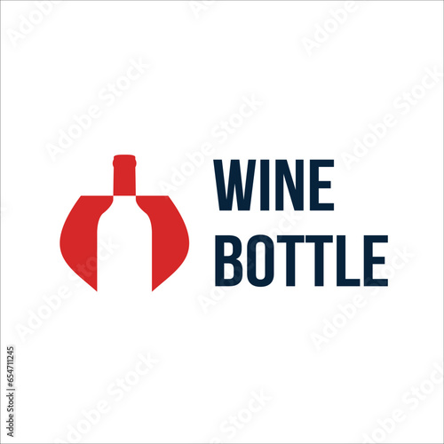 Vector stock logo, abstract wine vector template. Illustration design of elegant logotype wine store on a dark claret background. Vector icon for restaurant menu.
