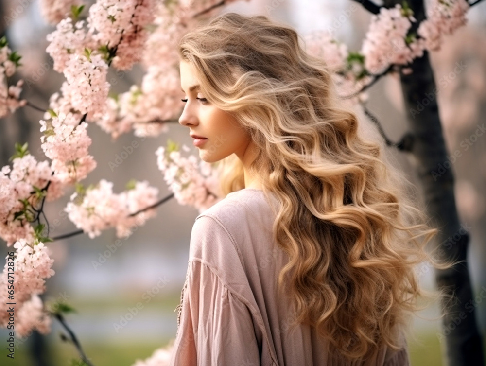 Obraz premium portrait of a woman in spring garden