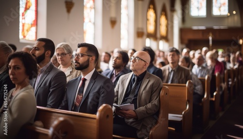 Photo of people sitting in a church
