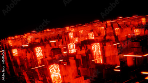3d Render artwork visuals, fantastic animation Futurisc with lights. Concept dynamic and surreal background with lots of light spots