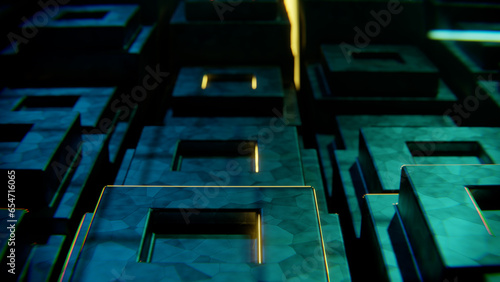 3d Render artwork visuals, fantastic animation Futurisc with lights. Concept dynamic and surreal background with lots of light spots